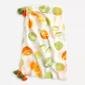 Edie Parker® X J.Crew sarong-scarf in limes and oranges 75"L x 30"W.